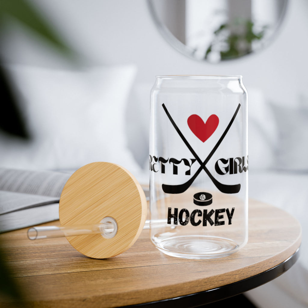 Hockey Baddies | Pretty Girls Love Hockey | Pretty Girls Love Sports Glass Cup, 16oz