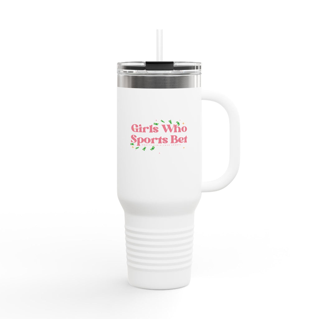 Girls Who Sports Bet Travel Mug | Sports Fan Drinking Cup | Pretty Girls, 40oz