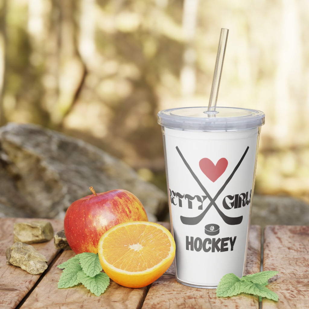 Hockey Baddies | Pretty Girls Love Sports Cup, 16oz Tumbler with Straw | Sports Fans | Pretty Girls Love Sports